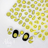 Graffiti Fun Nail Art Stickers Decals Abstract Yellow Twisted Face Nail Art Sticker 3D Self Adhesive Diy Design Fashion Trend Gl