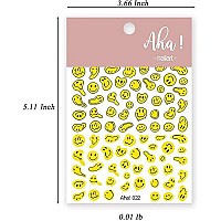 Graffiti Fun Nail Art Stickers Decals Abstract Yellow Twisted Face Nail Art Sticker 3D Self Adhesive Diy Design Fashion Trend Gl