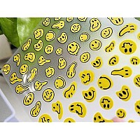 Graffiti Fun Nail Art Stickers Decals Abstract Yellow Twisted Face Nail Art Sticker 3D Self Adhesive Diy Design Fashion Trend Gl