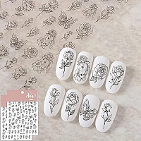 Easter Rabbit Nail Art Stickers Decals Butterfly Rose Flower Nail Art Sticker 3D Self Adhesive Diy Design Fashion Trend Glamour