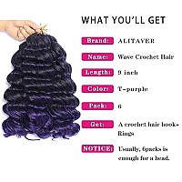 Ocean Wave Crochet Hair 9 Inch 6 Packs Crochet Hair For Black Women Ombre Purple Deep Twist Crochet Hair Ocean Wave Synthetic