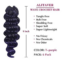 Ocean Wave Crochet Hair 9 Inch 6 Packs Crochet Hair For Black Women Ombre Purple Deep Twist Crochet Hair Ocean Wave Synthetic