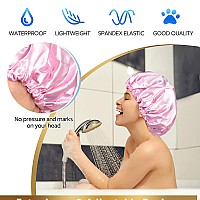 Shower Cap Adjustable Shower Caps For Women Extra Large Upgrade Double Waterproof Layers Hair Cap Bath Caps Shower Hat Women