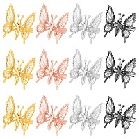 Deeka 12 Pcs Moving Butterfly Clips 3D Metal Gold Silver Black Moving Wings Butterfly Hair Accessories 90S Hair Clips Barrette F