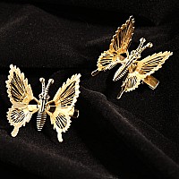 Deeka 12 Pcs Moving Butterfly Clips 3D Metal Gold Silver Black Moving Wings Butterfly Hair Accessories 90S Hair Clips Barrette F