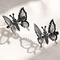 Deeka 12 Pcs Moving Butterfly Clips 3D Metal Gold Silver Black Moving Wings Butterfly Hair Accessories 90S Hair Clips Barrette F