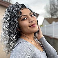 Toyotress Ocean Wave Crochet Hair 14 Inch 8 Packs Ombre Gray Crochet Braids Deep Twist Synthetic Braiding Hair Extensions 14