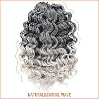 Toyotress Ocean Wave Crochet Hair 14 Inch 8 Packs Ombre Gray Crochet Braids Deep Twist Synthetic Braiding Hair Extensions 14