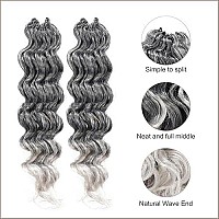 Toyotress Ocean Wave Crochet Hair 14 Inch 8 Packs Ombre Gray Crochet Braids Deep Twist Synthetic Braiding Hair Extensions 14