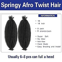 Springy Afro Twist Hair 18 Inches Preseparated Marley Twist Braiding Hair 8 Pack Spring Twist Hair Afro Twist Hair For Soft Loc