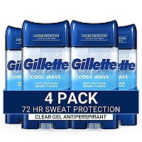 Gillette Antiperspirant And Deodorant For Men 72Hour Sweat Protection Clear Gel Cool Wave Scent 38 Oz Pack Of 4