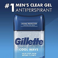 Gillette Antiperspirant And Deodorant For Men 72Hour Sweat Protection Clear Gel Cool Wave Scent 38 Oz Pack Of 4