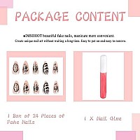 Imsohot Medium Press On Nails Almond Fake Nails Stiletto Glossy Acrylic Nails Black Eye False Nails With Designs Glue On Nails F