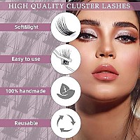 Quewel Cluster Lashes 72 Pcs Wide Stem Individual Lashes Cd Curl 816Mm Length Diy Eyelash Extension False Eyelashes Soft For P