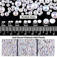 3 Boxes Of Flat Back Nail Art Crystal Rhinestonespearl Set 5 Colorfulabtransparent White Rhinestonehalf Round Whiteab Pearl