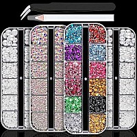 4 Boxes Of Flat Back Nail Art Crystal Rhinestonespearl Set 7 Colorfulab Rhinestonehalf Round White Pearl With Picker Pencil A