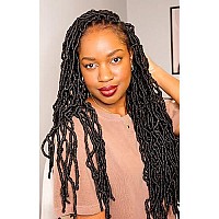 Toyotress Faux Locs Crochet Hair 18 Inch 6 Packs Soft Natural Black Long Prelooped Faux Locs Crochet Braids Curly Wavy Synth