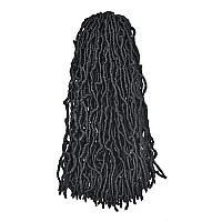 Toyotress Faux Locs Crochet Hair 18 Inch 6 Packs Soft Natural Black Long Prelooped Faux Locs Crochet Braids Curly Wavy Synth