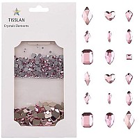 Tisslan 820Pcs Pink Flatback Nail Art Shape Rhinestones Mixed Size 155Mm Round Glass Nail Crystals Diamonds Stones Gems For Na