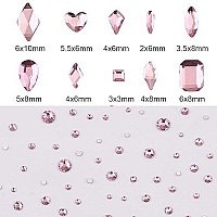 Tisslan 820Pcs Pink Flatback Nail Art Shape Rhinestones Mixed Size 155Mm Round Glass Nail Crystals Diamonds Stones Gems For Na