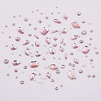 Tisslan 820Pcs Pink Flatback Nail Art Shape Rhinestones Mixed Size 155Mm Round Glass Nail Crystals Diamonds Stones Gems For Na