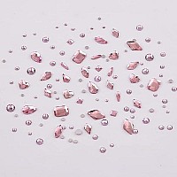 Tisslan 820Pcs Pink Flatback Nail Art Shape Rhinestones Mixed Size 155Mm Round Glass Nail Crystals Diamonds Stones Gems For Na