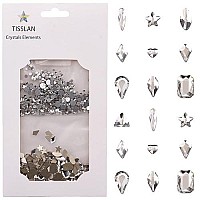 Tisslan 100Pcs Flat Back Crystal Clear Glass Shape Nail Rhinestones 720Pcs Loose Cystal Beads Nail Art Decoration Craft Accessor