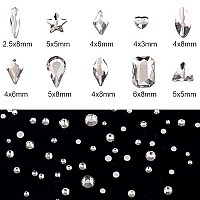 Tisslan 100Pcs Flat Back Crystal Clear Glass Shape Nail Rhinestones 720Pcs Loose Cystal Beads Nail Art Decoration Craft Accessor