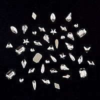 Tisslan 100Pcs Flat Back Crystal Clear Glass Shape Nail Rhinestones 720Pcs Loose Cystal Beads Nail Art Decoration Craft Accessor