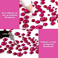 5320Pcs Nail Art Rhinestones Kit 6 Sizes 156 Mm With Storage Organizer Boxwax Penciltweezers For Nail Art Craft Plum Red