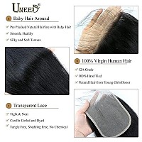 Uneed 5X5 Closure Straight Closure Invisible Ultrathin Hd Lace Closure Free Part 12A Brazilian Virgin Human Hair Frontal Closur