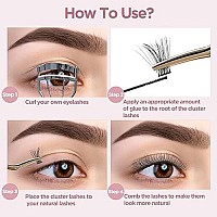 Quewel Lash Clusters 72 Pcs Wide Stem Cluster Lashes 12Mm Diy Eyelash Extension Individual False Eyelashes Soft Do Not Break F