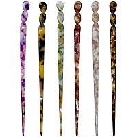 6 Pieces Acetate Hair Sticks Vintage Leopard Print Hairpin Chopsticks Vintage Tortoiseshell Hair Chopsticks Shell Print Chinese