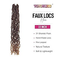 Toyotress Faux Locs Crochet Hair 22 Inch 6 Packs Soft Natural Ombre Blonde Long Prelooped Faux Locs Crochet Braids Curly Wav