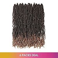 Toyotress Faux Locs Crochet Hair 22 Inch 6 Packs Soft Natural Ombre Blonde Long Prelooped Faux Locs Crochet Braids Curly Wav