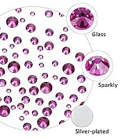 4240Pcs Fuchsia Flatback Rhinestones 6 Sizes Crystal Diamonds For Nail Art Crafts Clothes Shoes With Tweezers And Picking Pen