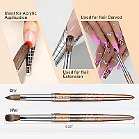 Shine Chance Acrylic Nail Brush Size 6 100 Real Kolinsky Art Nail Brush For Acrylic Powder Application Handmade Women Manicur