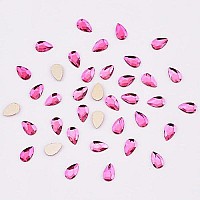 Tisslan 100Pcs Fuchsia Glass Nail Diamonds Rhinestones Flatback Multi 10 Different Shape Color Crystals Small And Large Assortme