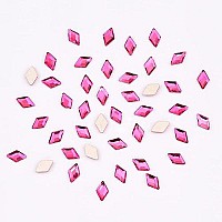 Tisslan 100Pcs Fuchsia Glass Nail Diamonds Rhinestones Flatback Multi 10 Different Shape Color Crystals Small And Large Assortme