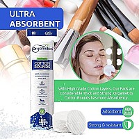 Orgametics Cotton Rounds 100 Natural Turkish Cotton Premium Makeup Remover And Facial Cleansing Round Pads Lint Free Hypoall