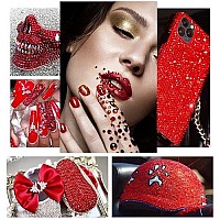 1440Pcs Ss20 Red Nail Flatback Rhinestones Bulk Nail Art Round Flatback K9 Glass Gems Beads Stones Diamonds Glitter Gluefix For