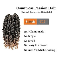 Passion Twist Hair 8 Inch 7 Packs Pretwisted Short Passion Crochet Twist Hair Prelooped Crochet Passion Twist Soft Braids T27