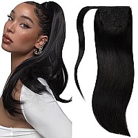 Lacer Black Ponytail Hair Extensions Human Hair Silky Straight 22 Inch Long Ponytail Extension Human Hair Natural Daily Wear Pon