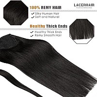 Lacer Black Ponytail Hair Extensions Human Hair Silky Straight 22 Inch Long Ponytail Extension Human Hair Natural Daily Wear Pon