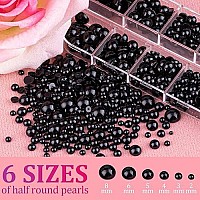 Belleboost Flat Back Pearls Kits 3 Boxes Of Flatback Black Half Round Pearls With Pickup Pencil And Tweezer For Home Diy And Pro