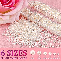 Belleboost Flat Back Pearls Kits 1 Box Of Flatback Colorful2 Boxes Of Beige Half Round Pearls With Pickup Pencil And Tweezer Fo