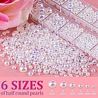 4 Boxes Flat Back Rhinestonepearls Kits Flatback Round Glass Crystal Clear Gemscolorfulabwhiteabbeigeab Half Round Pearls Wi