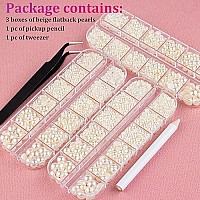 Belleboost Flat Back Pearls Kits 3 Boxes Of Flatback Beige Half Round Pearls With Pickup Pencil And Tweezer For Home Diy And Pro