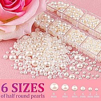 Belleboost Flat Back Pearls Kits 3 Boxes Of Flatback Beige Half Round Pearls With Pickup Pencil And Tweezer For Home Diy And Pro