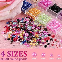 Belleboost 4 Boxes Flat Back Rhinestonepearls Kits Flatback Round Glass Abclear Gemscolorfulblue Mermaidpink Mermaid Half R